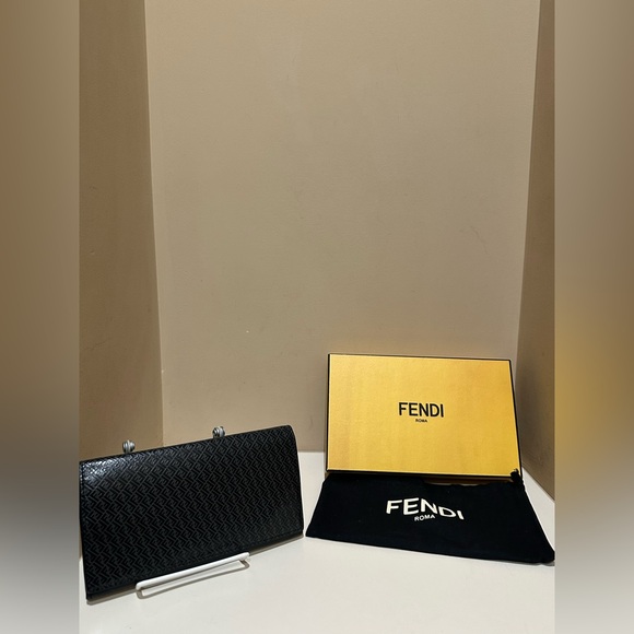 Fendi Vitello Grace Micro Zucca Pattern Men’s Long Wallet W/box & dustbag